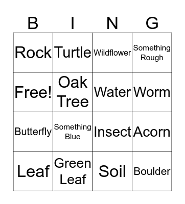 Nature Bingo Card