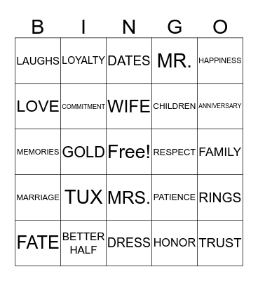 20th Anniversary Bingo Card