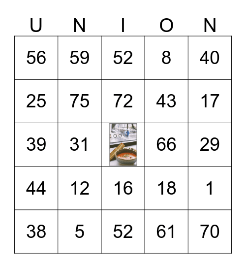 UNION Bingo Card