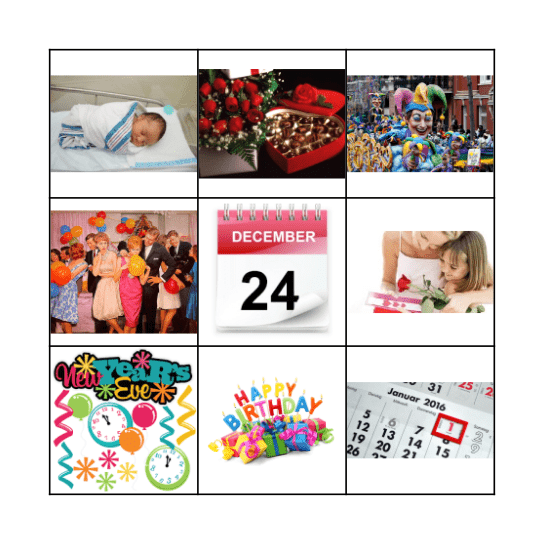 Feiertage Bingo Card