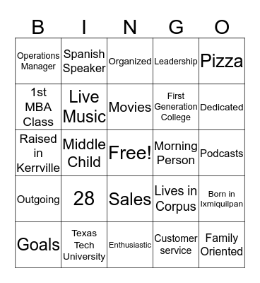 JOSE MARTIN  Bingo Card