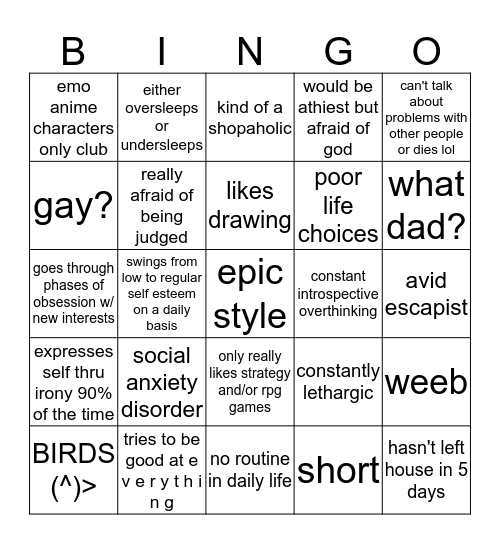 emorgan Bingo Card