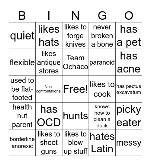 Hugh Bingo 2.0 Bingo Card