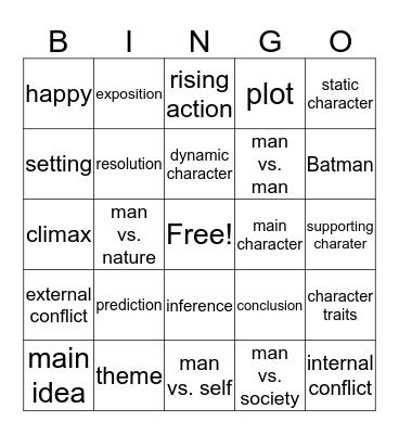 Narrative Elements  Bingo Card