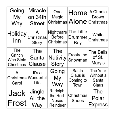 Christmas Movie Bingo Card