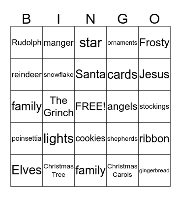 Christmas Bingo Card