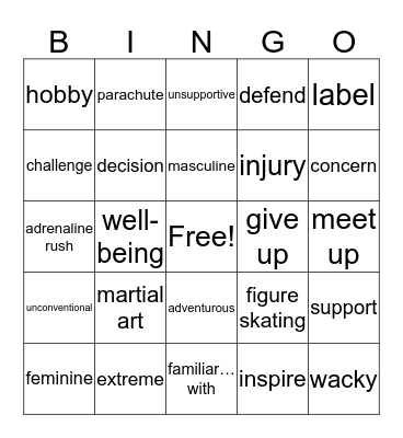 Unit 23 Vocabulary Bingo Card