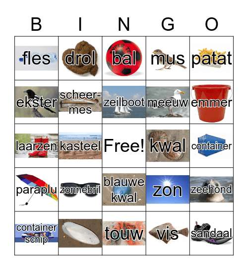 Strandbingo-Zoveel mogelijk meenemen of op de foto zetten!!! Bingo Card