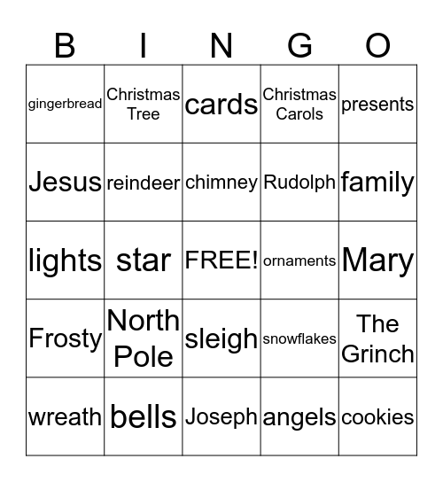 Christmas Bingo Card