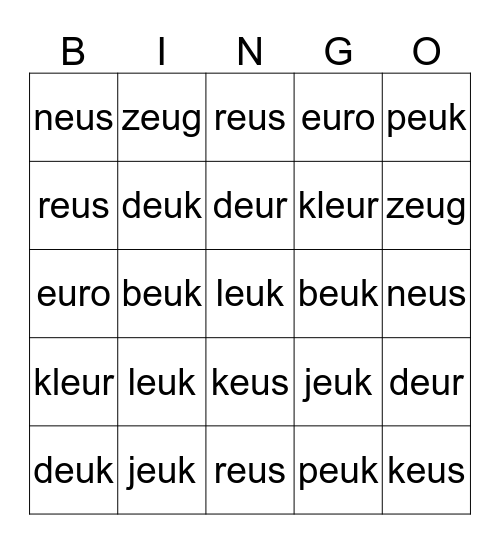 letter eu Bingo Card