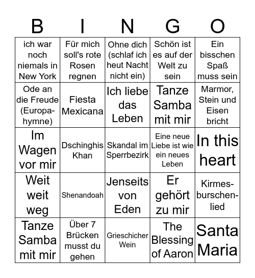 Neujahrsempfang Quartettverein 2019 Bingo Card