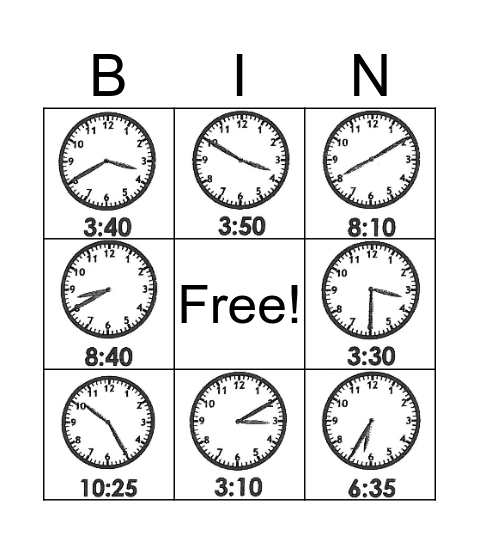 TIME UPON TIME Bingo Card