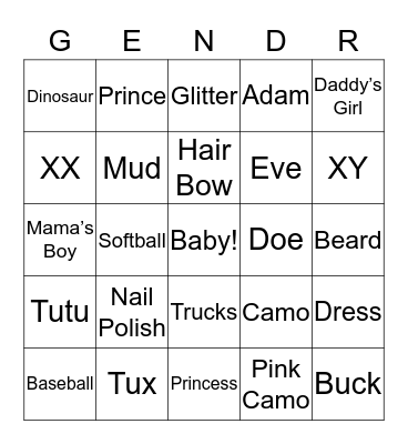 Gender Bingo Card