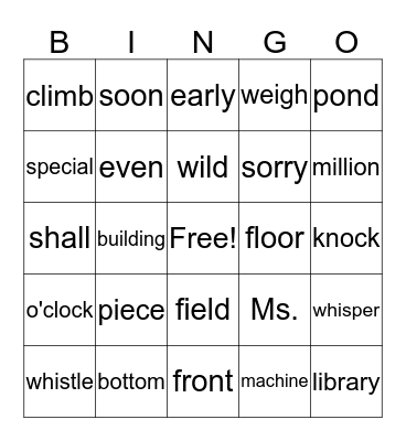 1R Bingo Card