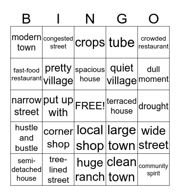 City or village Bingo Card