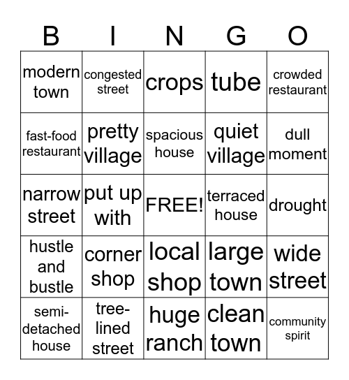 City or village Bingo Card