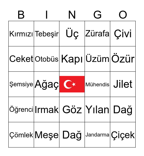 İlk kelimeler Bingo Card
