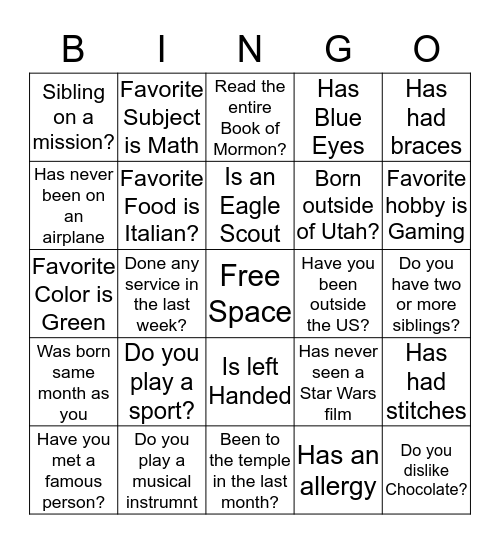 Teachers Icebreaker Bingo Card
