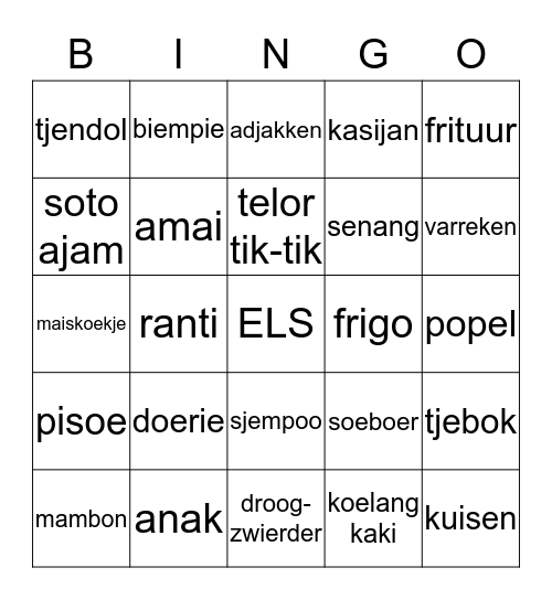 Dorst BINGO Card