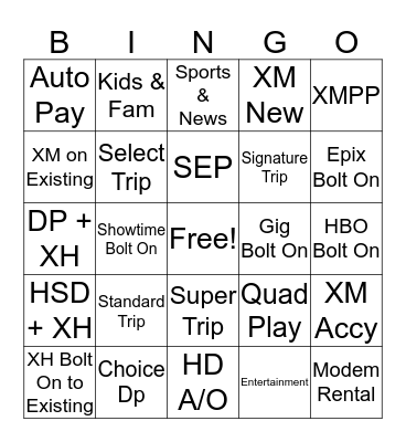 Yeah Yeah Yeah Bingo Card