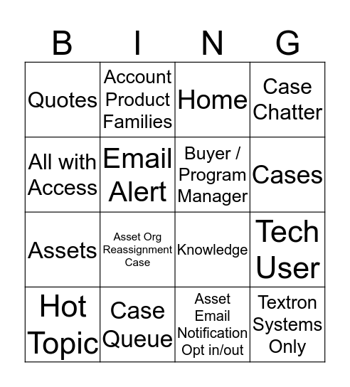 Textron Community Bingo Card