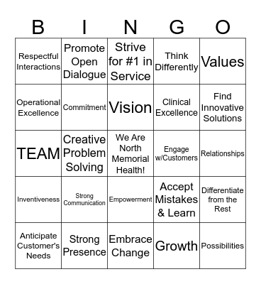 NM 2019 Strategic Plan Bingo Card