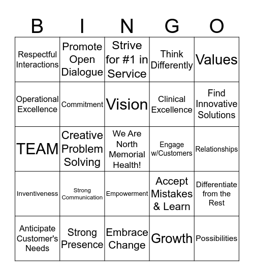 NM 2019 Strategic Plan Bingo Card