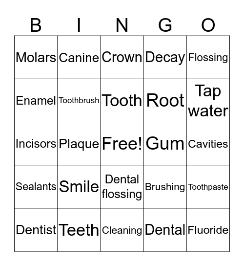 READY SET SMILE Bingo Card