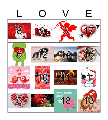 Happy Valentines Bingo Card