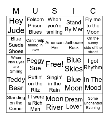 Music Bingo January 2019 SSN Bingo Card