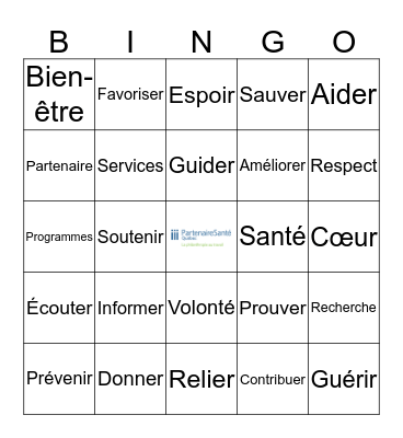 Bingo PartenaireSanté Québec Bingo Card