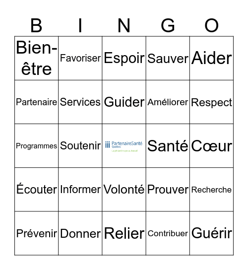 Bingo PartenaireSanté Québec Bingo Card