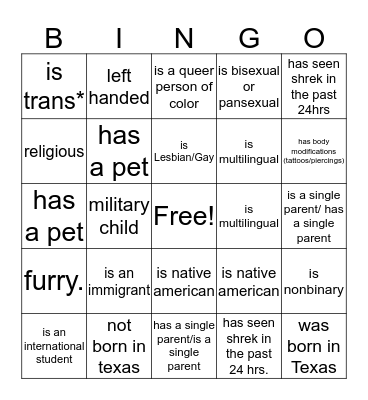 PRIDE Bingo! Bingo Card