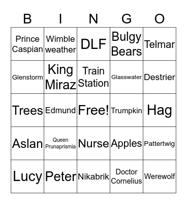 Prince Caspian Bingo! Bingo Card