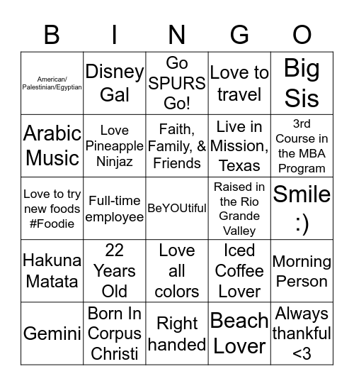 Walaa Shaath Bingo Card