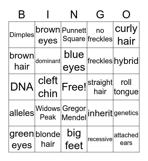 GENE-O Bingo Card
