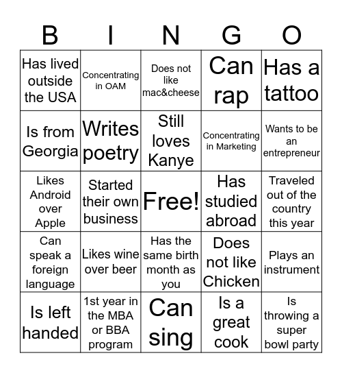 Bingo  Bingo Card