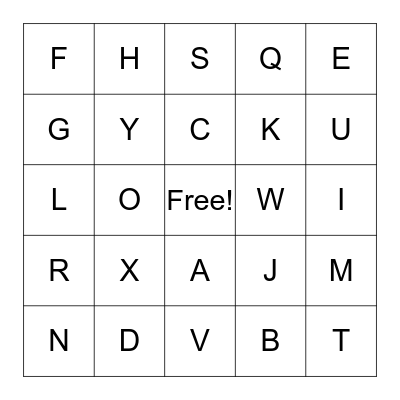 Alphabet Bingo Card