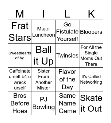 Cookies and Milk Challenge Bingo Card