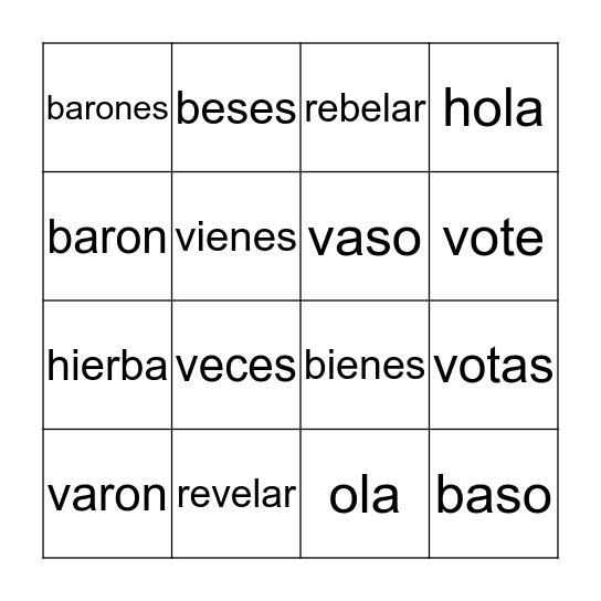 Multiple meaning words  Bingo Card