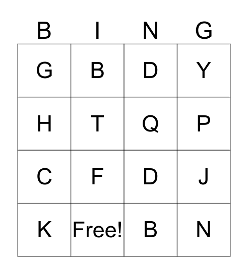 LETTER SOUND BINGO Card