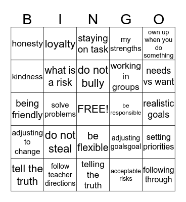 Social Personal Bingo Card