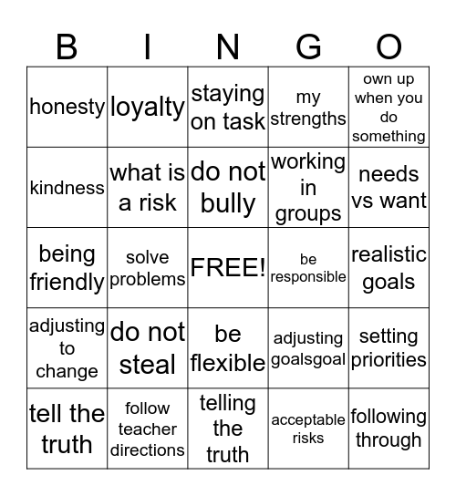 Social Personal Bingo Card