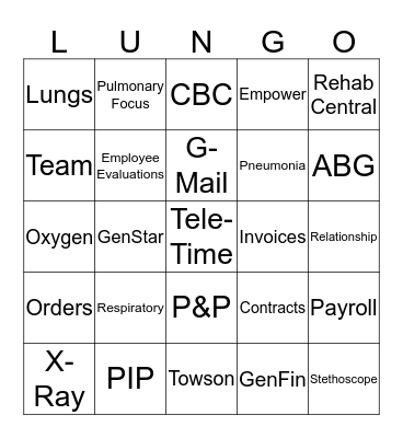 Lungo  Bingo Card