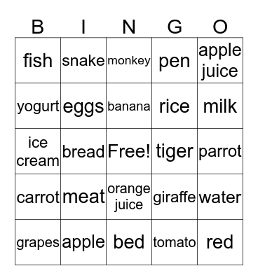 TIGER Bingo Card