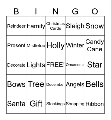 CHRISTMAS Bingo Card