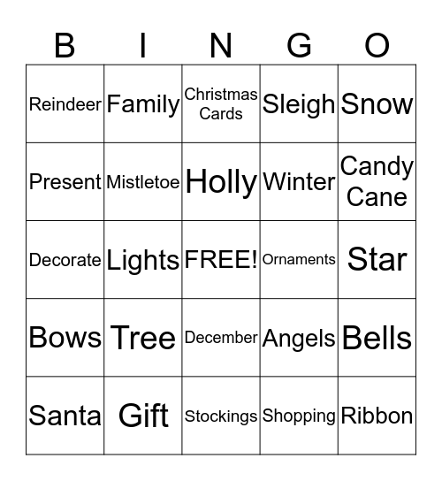 CHRISTMAS Bingo Card