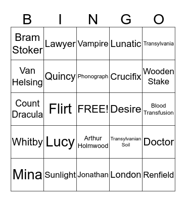 Dracula  Bingo Card