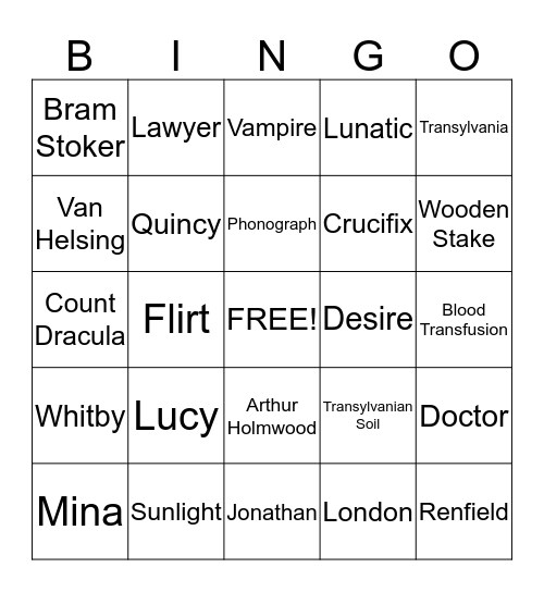 Dracula  Bingo Card