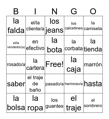 De Compras  Bingo Card